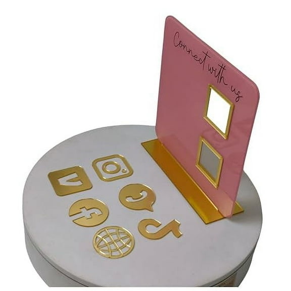 Skywin QR Code Business Social Media Sign Stand - Elegant Display Holder for Home and Office Desk Decor, Perfect Scan To Sign Icon Stand, Payment Acrylic Sign Holders Stand, Room Decor (Pink)