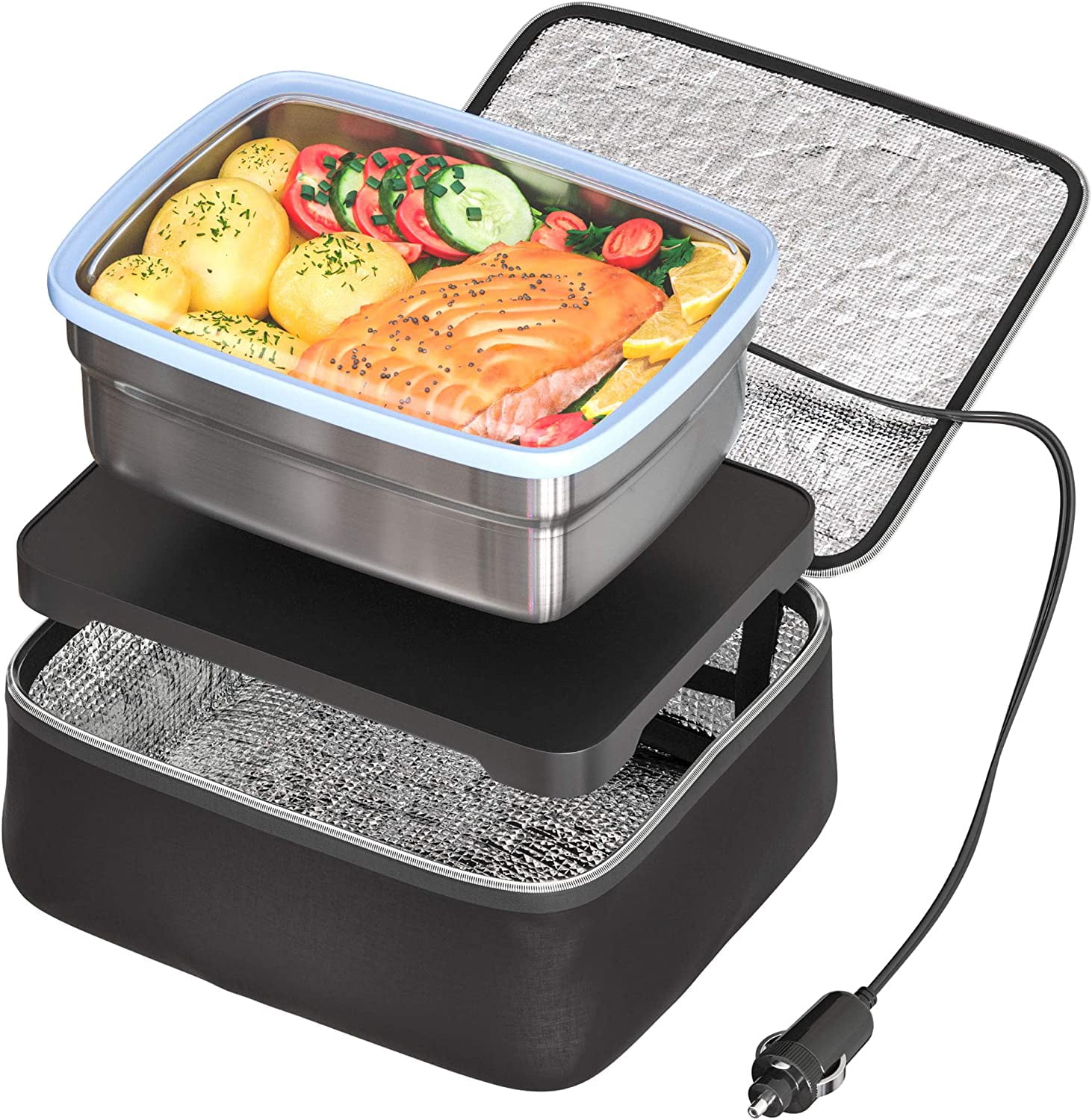 VEVOR 3-in-1 Portable Oven, 12V/24V/110V Portable Food Warmer, 80W