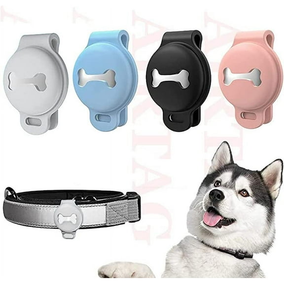 Skywin Silicone Airtag Case for Pet Collar - Case for Air Tag Dog Collar Protects Device from Dust and Damage - Anti-Lost Air Tags Holder for Cat, Dog and Other Pets (Grey)