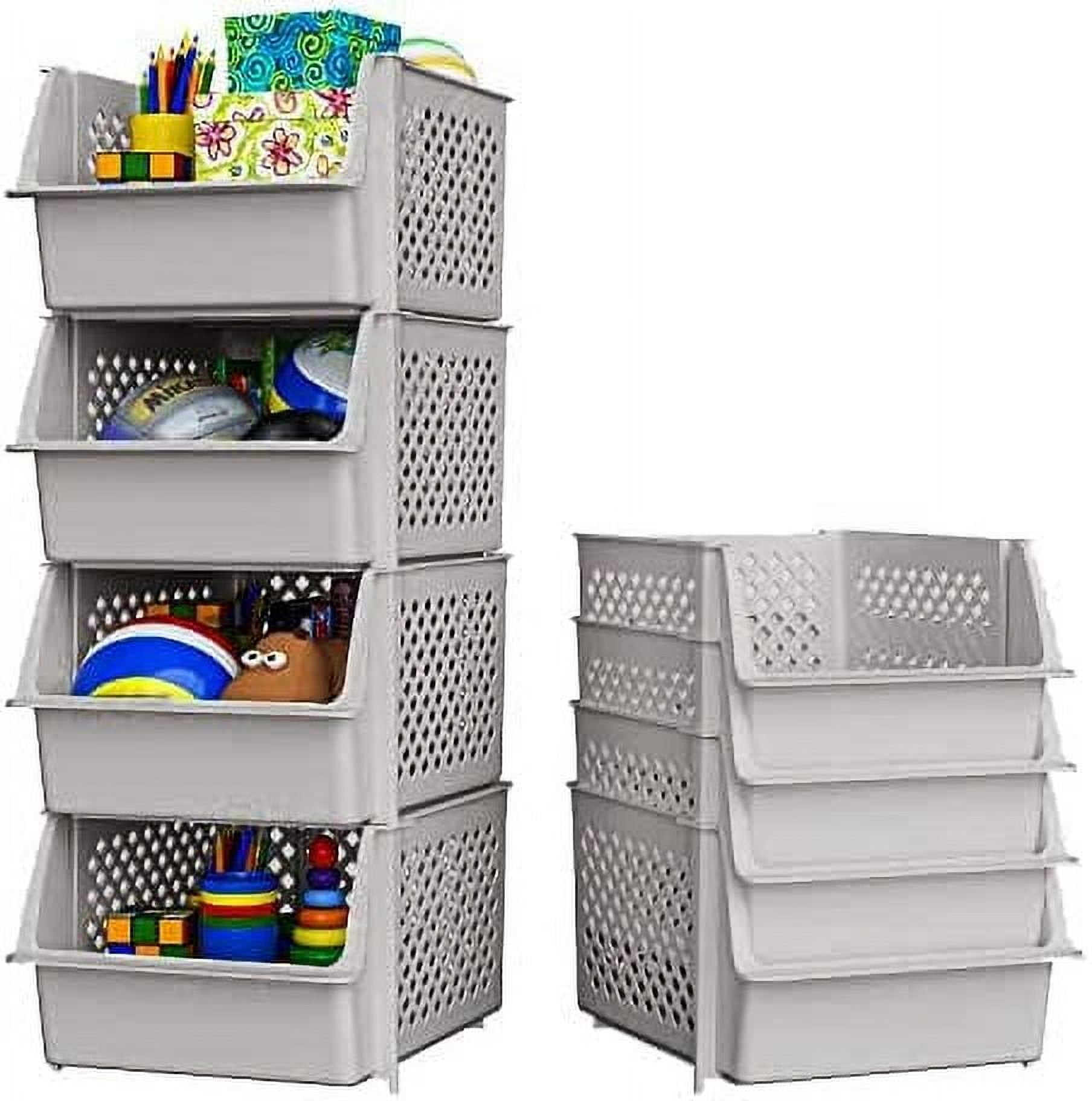 Stackable Bin Color Light Skywin Stackable Storage Bins - Plastic Containers for Pantry, Kitchen ...