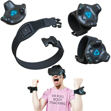 Skywin VR Tracker Belt and Tracker Strap Bundle for HTC Vive System Tracker Pucks - Adjustable Belt and Hand Straps for Waist and Full-Body Tracking in Virtual Reality (1 Belt and 2 Hand Straps)