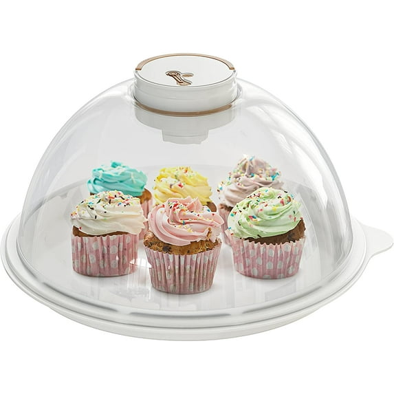 Skywin Vacuum Bread Box Air Tight Storage Container and Serving Tray for Cakes Bagels and Bread Loaves - Automatically Seals and Keeps Pastries Fresh for Serving and Transport (Bamboo)