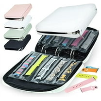 Skywin Watch Band Holder for Apple Watch Bands - An Apple Watch Band Case Organizer with a 50 Band Capacity and Zippered Compartment Sleeves (White)