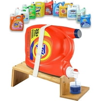 Skywin Wood Laundry Detergent Holder | Wood Soap Dispenser | Wood Laundry Bottle Stand | Wood Laundry Detergent Cup Holder & Drip Tray Catcher Great as Laundry Soap Organizer for Your Laundry Station