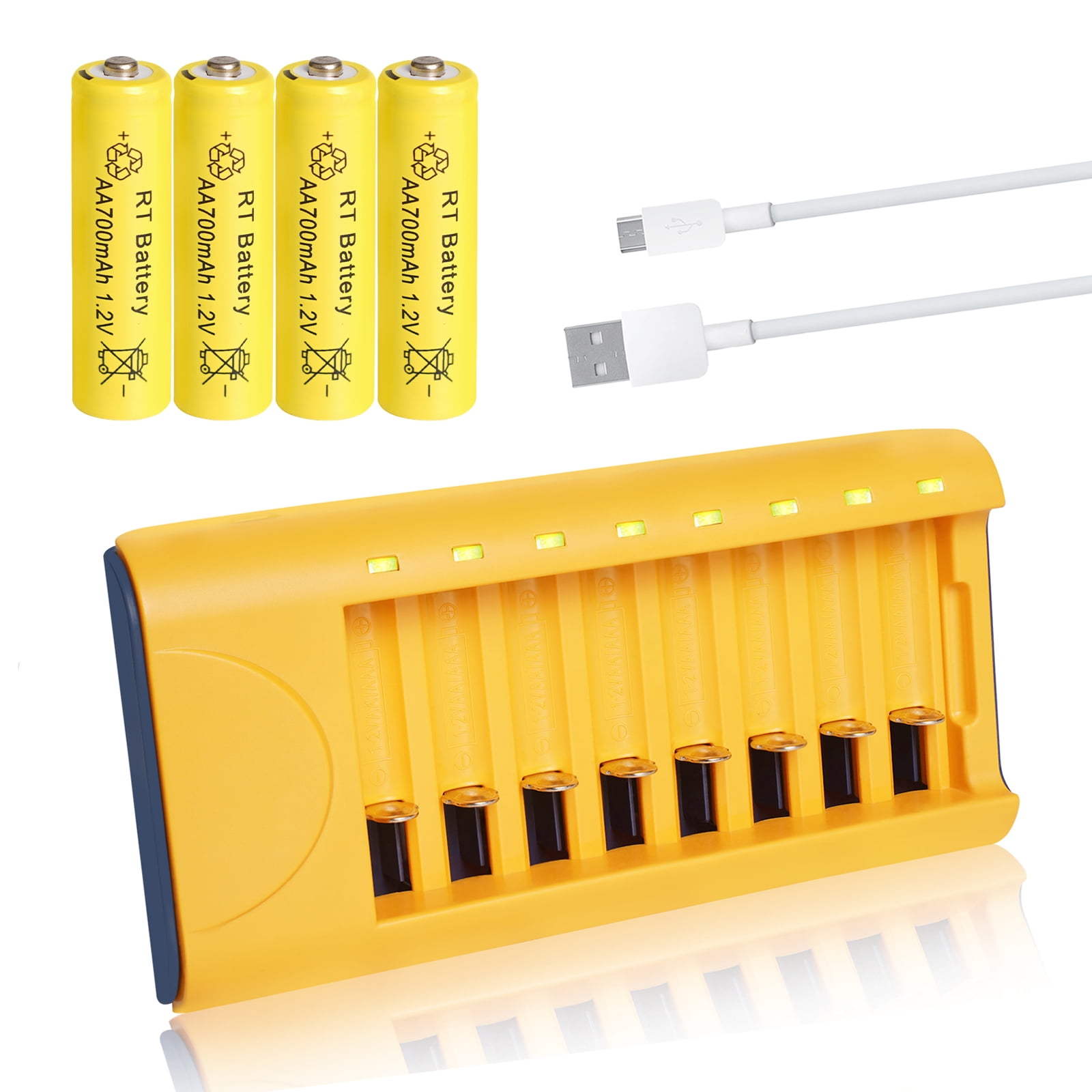 Skywolfeye (4 Pack) 700mAh NIMH NiCd AA Rechargeable Batteries With 8