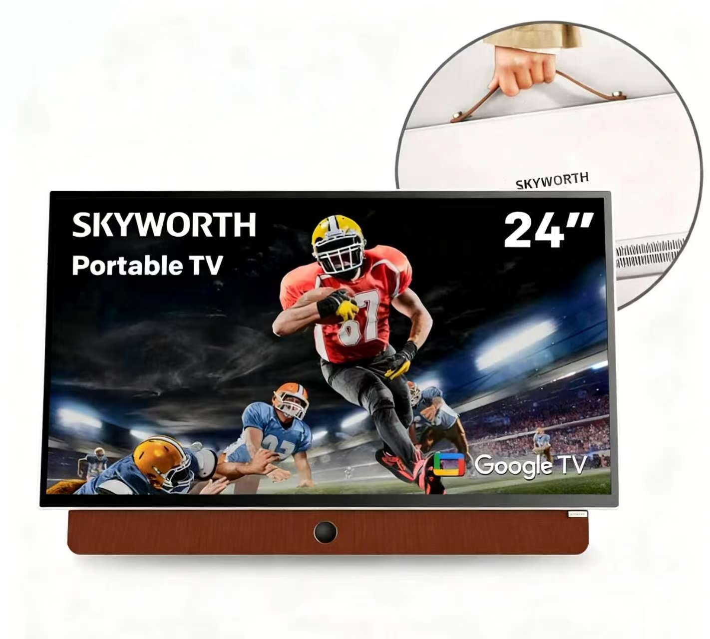 SKYWORTH 24" Portable Smart TV, LED Full HD Battery Google TV