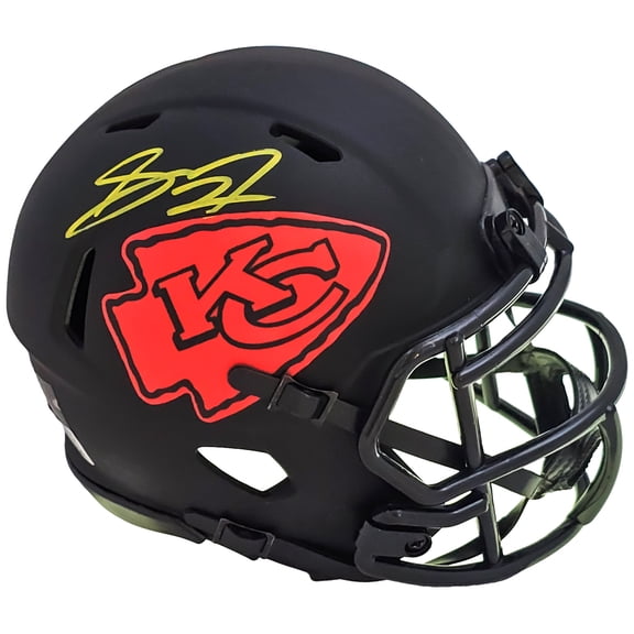 Skyy Moore Autographed Kansas City Chiefs Eclipse Black Speed Mini Helmet Beckett BAS Witness 220531