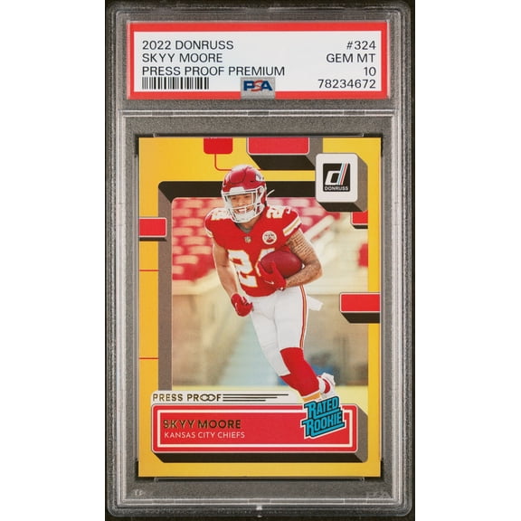 Skyy Moore Chiefs 2022 Donruss Press Proof Premium Rookie Card #324 PSA 10