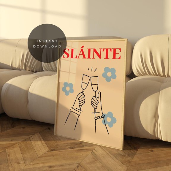 Sláinte Irish Cheers Typography Poster Unframed Paper Print