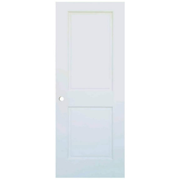 Slab 2-Panel Shaker White with Bore Hole Interior Door