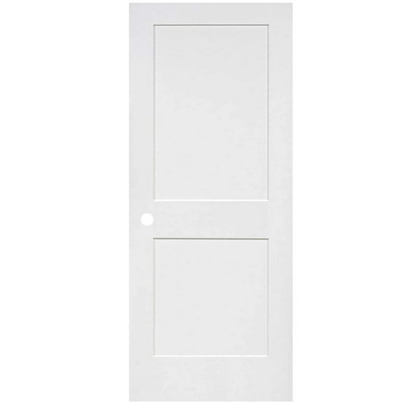 Slab 2-Panel Shaker White with Bore Hole Interior Door