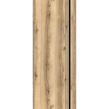 Slab Barn Door Panel 18 x 80 inches | Planum 0011 Oak with Frosted Glass | Sturdy Finished Interior Doors | Pocket Closet Sliding
