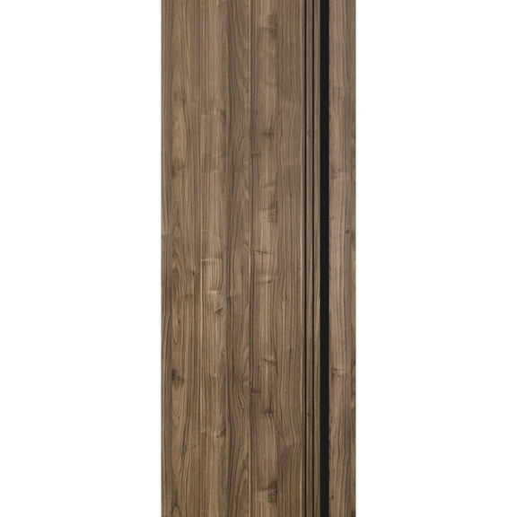 Slab Barn Door Panel 18 x 80 inches | Planum 0011 Walnut with Frosted Glass | Sturdy Finished Interior Doors | Pocket Closet Sliding