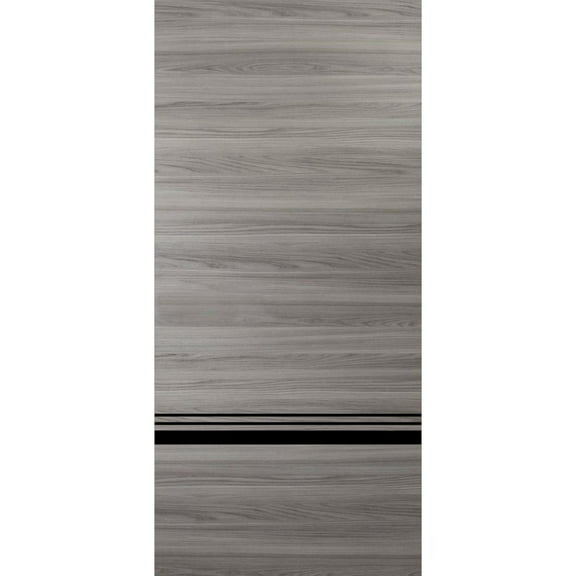 Slab Barn Door Panel 18 x 80 inches | Planum 0012 Grey Matte with Frosted Glass | Sturdy Finished Interior Doors | Pocket Closet Sliding
