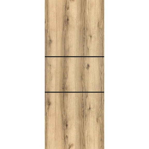 Slab Barn Door Panel 18 x 80 inches | Planum 0014 Oak with Frosted Glass | Sturdy Finished Interior Doors | Pocket Closet Sliding