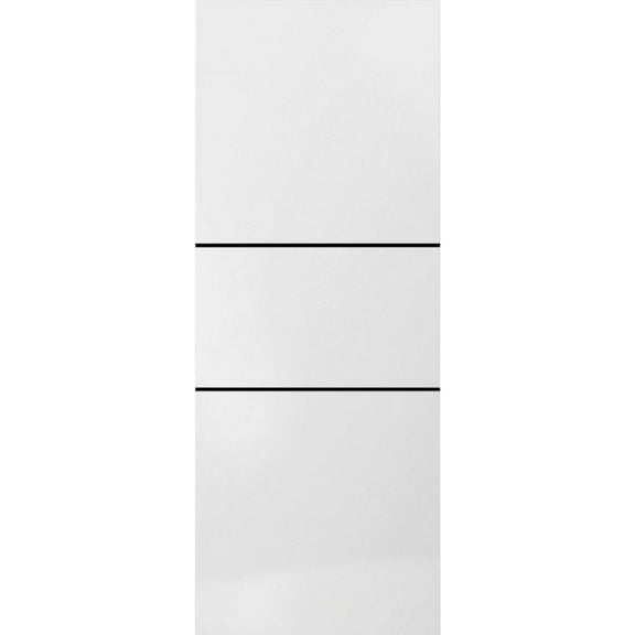 Slab Barn Door Panel 18 x 80 inches | Planum 0014 White Silk with Frosted Glass | Sturdy Finished Interior Doors | Pocket Closet Sliding