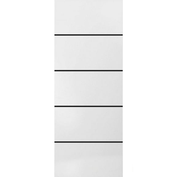 Slab Barn Door Panel 18 x 80 inches | Planum 0015 White Silk with Frosted Glass | Sturdy Finished Interior Doors | Pocket Closet Sliding