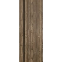 Slab Barn Door Panel 18 x 80 inches | Planum 0016 Walnut with Frosted Glass | Sturdy Finished Interior Doors | Pocket Closet Sliding