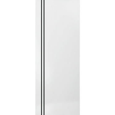 Slab Barn Door Panel 18 x 80 inches | Planum 0016 White Silk with Frosted Glass | Sturdy Finished Interior Doors | Pocket Closet Sliding