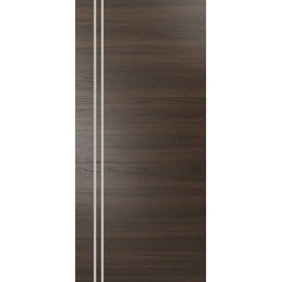 Slab Barn Door Panel 18 x 80 inches | Planum 0310 Chocolate Ash with Frosted Glass | Sturdy Finished Interior Doors | Pocket Closet Sliding