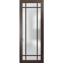 Slab Barn Door Panel 18 x 80 inches | Planum 2112 Chocolate Ash Frosted Glass | Sturdy Finished Interior Doors | Pocket Closet Sliding