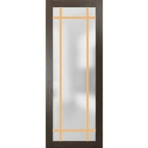Slab Barn Door Panel 18 x 80 inches | Planum 2113 Chocolate Ash Frosted Glass | Sturdy Finished Interior Doors | Pocket Closet Sliding