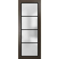 Slab Barn Door Panel 18 x 80 inches | Planum 2132 Chocolate Ash Frosted Glass | Sturdy Finished Interior Doors | Pocket Closet Sliding