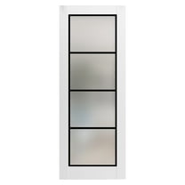 Slab Barn Door Panel 18 x 80 inches | Planum 2132 White Silk Frosted Glass | Sturdy Finished Interior Doors | Pocket Closet Sliding