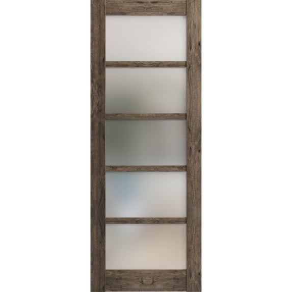 Slab Barn Door Panel 18 x 80 inches | Quadro 4002 Cognac Oak with Frosted Glass | Sturdy Finished Interior Doors | Pocket Closet Sliding