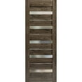 thumbnail image 1 of Slab Barn Door Panel 18 x 80 inches | Quadro 4445 Cognac Oak with Frosted Glass | Sturdy Finished Interior Doors | Pocket Closet Sliding, 1 of 5