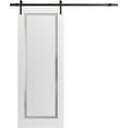 thumbnail image 1 of Slab Barn Door Panel 18 x 80 inches | Sete 6933 Matte Black with Frosted Glass | Sturdy Finished Interior Doors | Pocket Closet Sliding, 1 of 5