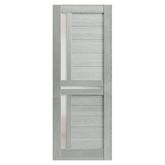 Slab Barn Door Panel 18 x 84 inches | Veregio 7288 Light Grey Oak with Frosted Glass | Sturdy Finished Interior Doors | Pocket Closet Sliding