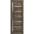 thumbnail image 1 of Slab Barn Door Panel 18 x 96 inches | Quadro 4088 Cognac Oak with Frosted Glass | Sturdy Finished Interior Doors | Pocket Closet Sliding, 1 of 5