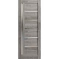 thumbnail image 1 of Slab Barn Door Panel 24 x 80 inches | Quadro 4088 Nebraska Grey with Frosted Glass | Sturdy Finished Interior Doors | Pocket Closet Sliding, 1 of 5