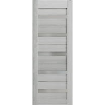 Slab Barn Door Panel 24 x 80 inches | Quadro 4445 Light Grey Oak with Frosted Glass | Sturdy Finished Interior Doors | Pocket Closet Sliding