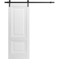 thumbnail image 1 of Slab Barn Door Panel 24 x 80 inches | Sete 6933 Nordic White with Frosted Glass | Sturdy Finished Interior Doors | Pocket Closet Sliding, 1 of 5