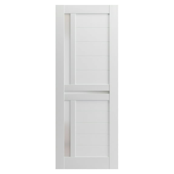 Slab Barn Door Panel 24 x 80 inches | Veregio 7288 White Silk with Frosted Glass | Sturdy Finished Interior Doors | Pocket Closet Sliding