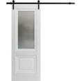 thumbnail image 1 of Slab Barn Door Panel 24 x 84 inches | Sete 6933 Nebraska Grey with Frosted Glass | Sturdy Finished Interior Doors | Pocket Closet Sliding, 1 of 5