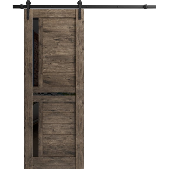 Slab Barn Door Panel 24 x 96 inches | Sete 6933 Light Grey Oak with Frosted Glass | Sturdy Finished Interior Doors | Pocket Closet Sliding
