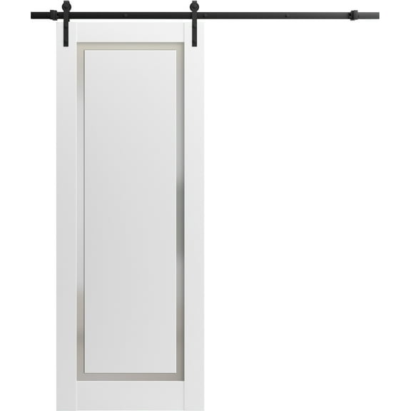 Slab Barn Door Panel 24 x 96 inches | Sete 6933 Matte Black with Frosted Glass | Sturdy Finished Interior Doors | Pocket Closet Sliding