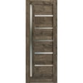 thumbnail image 1 of Slab Barn Door Panel 28 x 80 inches | Quadro 4088 Cognac Oak with Frosted Glass | Sturdy Finished Interior Doors | Pocket Closet Sliding, 1 of 5