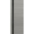 thumbnail image 1 of Slab Barn Door Panel 28 x 84 inches | Planum 0040 Grey Ash with Black Glass | Sturdy Finished Doors | Pocket Closet Sliding, 1 of 5
