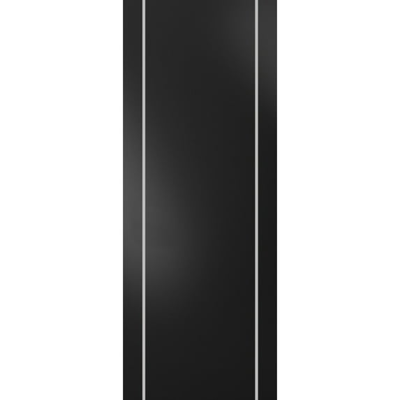 Slab Barn Door Panel 28 x 84 inches | Planum 0410 Matte Black with Frosted Glass | Sturdy Finished Interior Doors | Pocket Closet Sliding