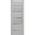 thumbnail image 1 of Slab Barn Door Panel 28 x 96 inches | Quadro 4445 Light Grey Oak with Frosted Glass | Sturdy Finished Interior Doors | Pocket Closet Sliding, 1 of 5