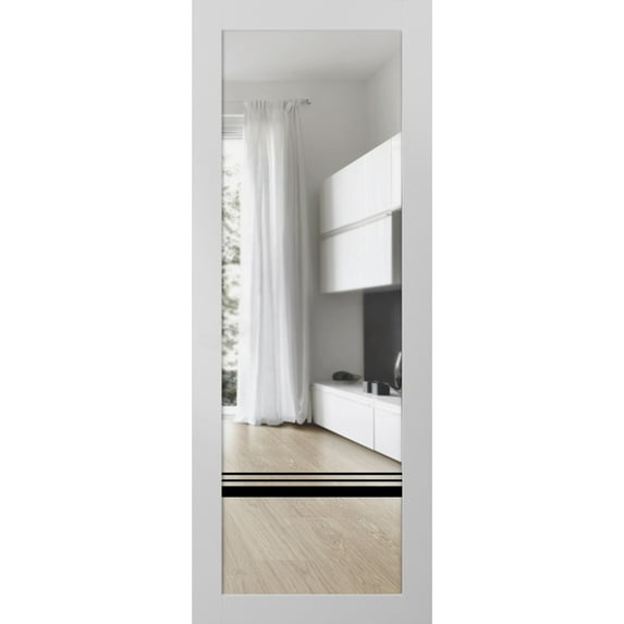 Slab Barn Door Panel 30 x 80 inches | Lucia 2666 White Silk Clear Glass | Sturdy Finished Interior Doors | Pocket Closet Sliding