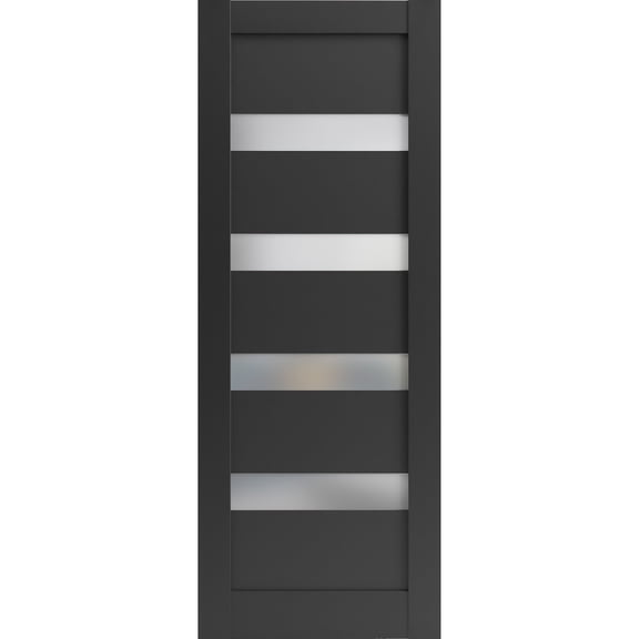 Slab Barn Door Panel 30 x 80 inches | Quadro 4113 Matte Black Frosted Glass | Sturdy Finished Interior Doors | Pocket Closet Sliding