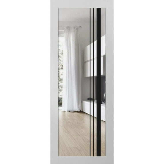 Slab Barn Door Panel 30 x 84 inches | Lucia 2566 White Silk Clear Glass | Sturdy Finished Interior Doors | Pocket Closet Sliding