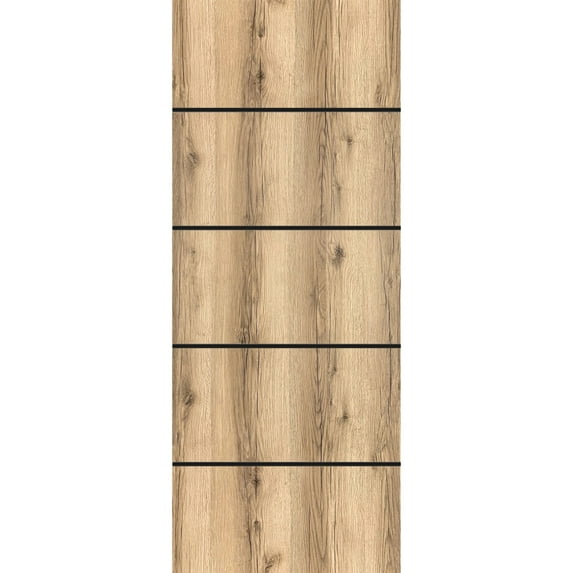 Slab Barn Door Panel 30 x 84 inches | Planum 0015 Oak with Frosted Glass | Sturdy Finished Interior Doors | Pocket Closet Sliding
