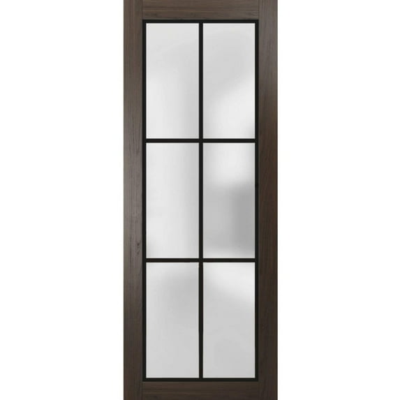 Slab Barn Door Panel 30 x 84 inches | Planum 2122 Chocolate Ash Frosted Glass | Sturdy Finished Interior Doors | Pocket Closet Sliding