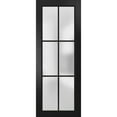 thumbnail image 1 of Slab Barn Door Panel 30 x 84 inches | Planum 2122 Matte Black Frosted Glass | Sturdy Finished Interior Doors | Pocket Closet Sliding, 1 of 6